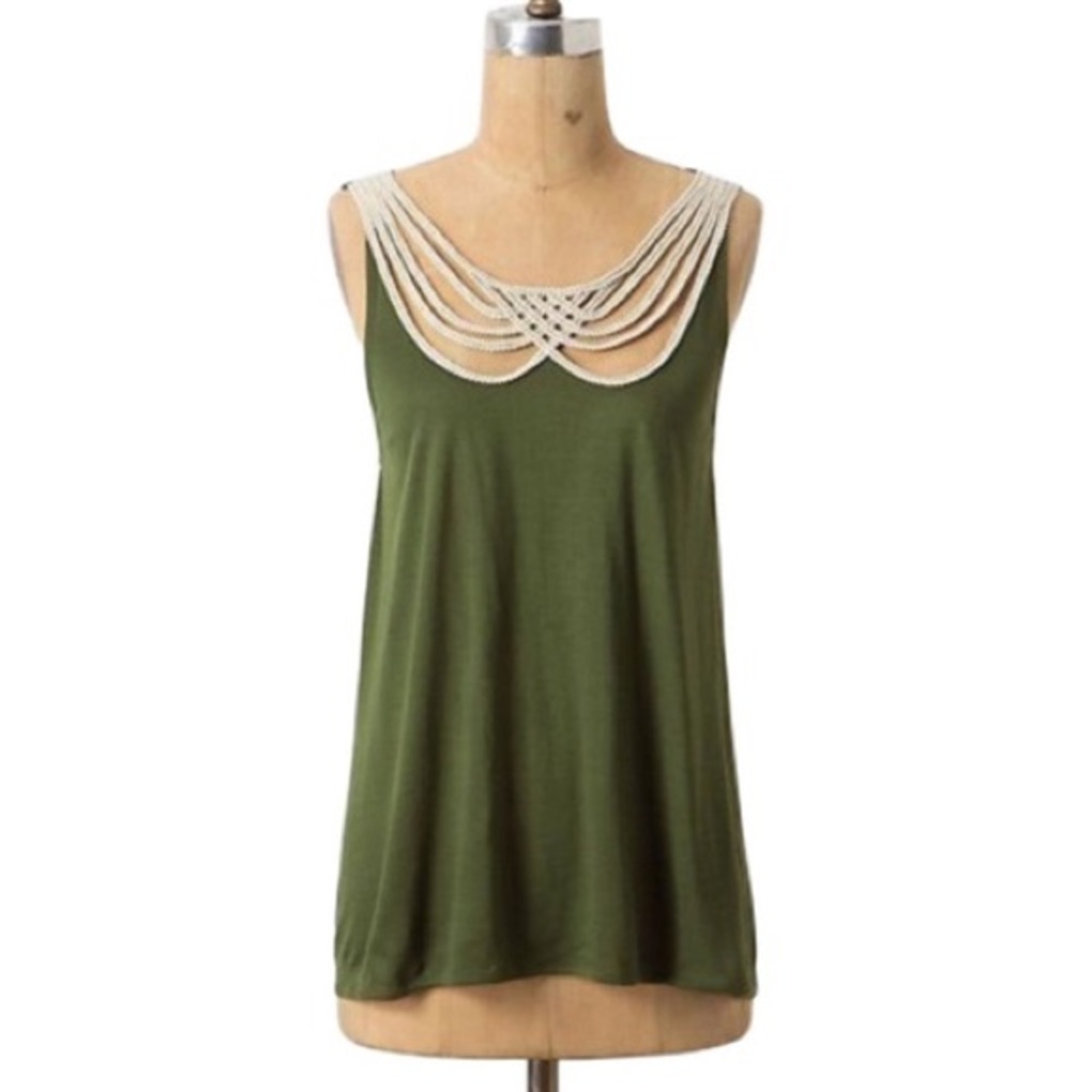 Anthropologie Leifnotes Braided Neckline Tank Top